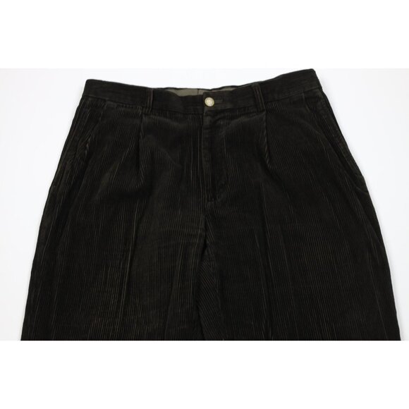Vintage 90s Nautica Mens 36x34 Faded Heavy Wide Leg Corduroy Chino Pants Green - Picture 2 of 13